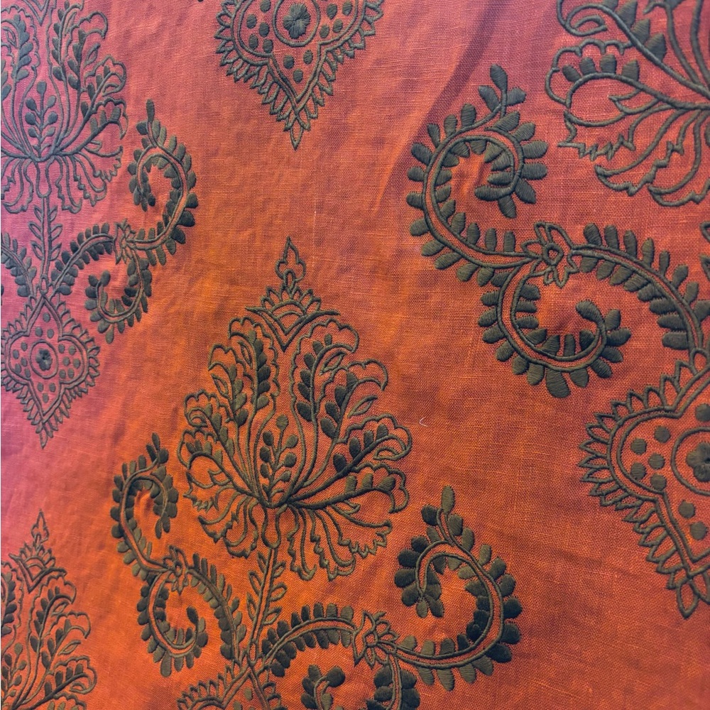 Beacon Hill Cervantes Clay Embroidered Red Damask